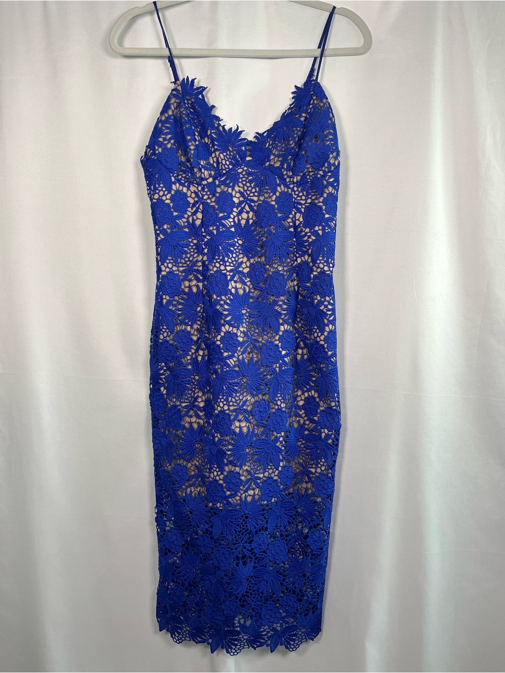 Bardot cobalt  blue Tayla overlay lace cocktail midi dress US SZ 8/M - Picture 3 of 10